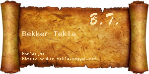 Bekker Tekla névjegykártya